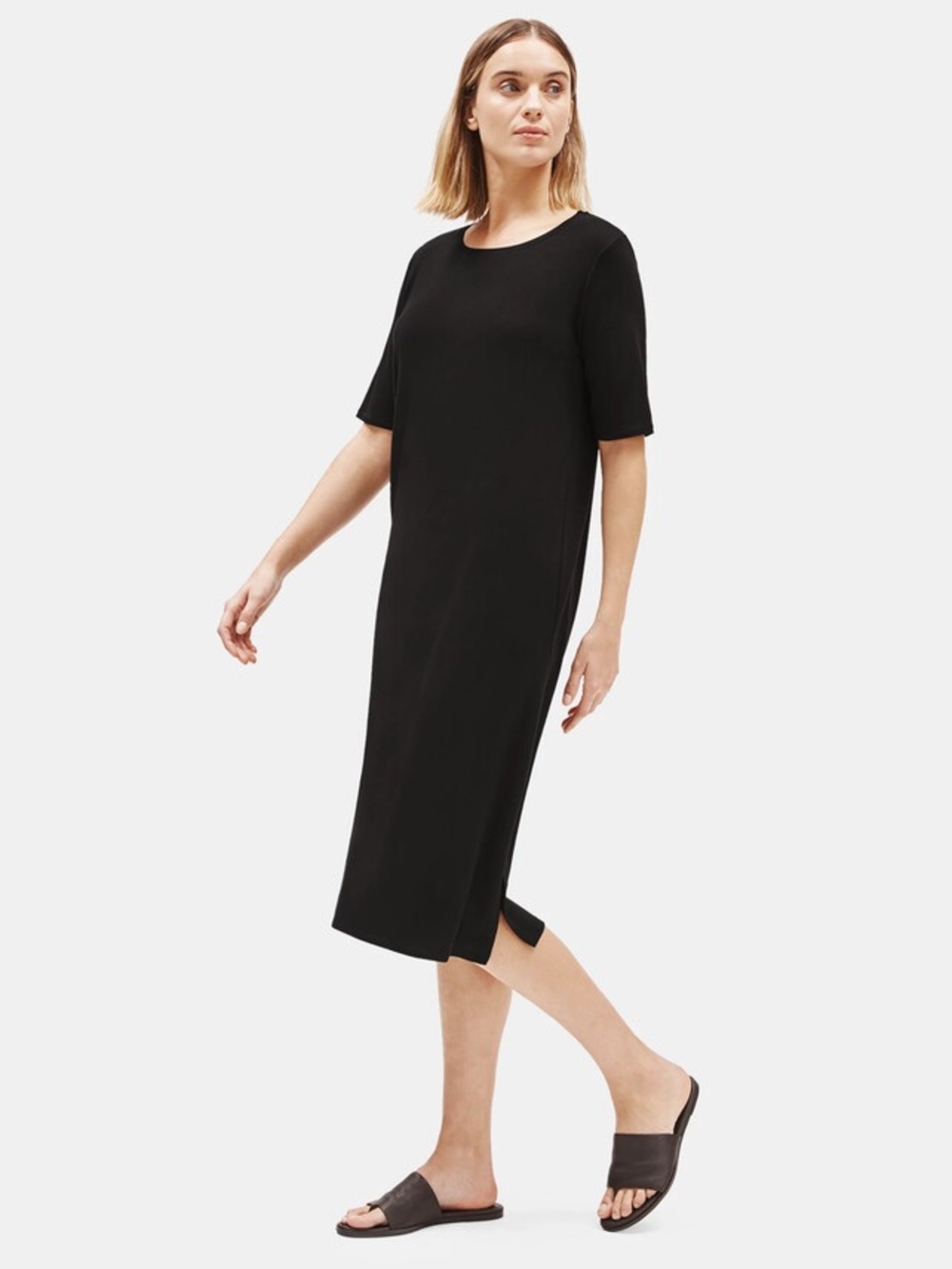 Eileen Fisher Black System Fine Jersey Easy Dress